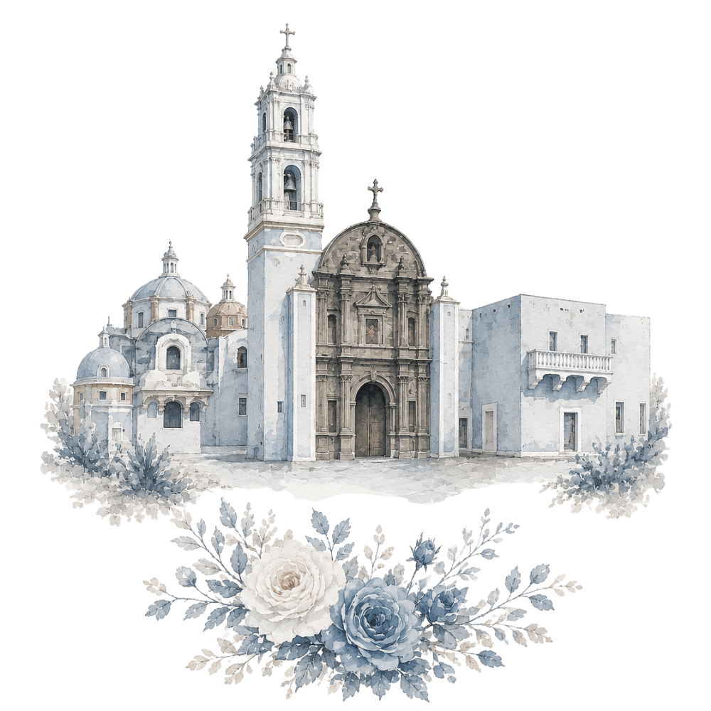 Watercolor illustration of San Juan Bautista Parish